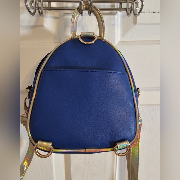 Walt Disney World Minnie Mouse 50th Anniversary Backpack Crossbody Bag Blue/Gold - Picture 5 of 9